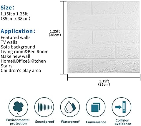 3D Wall Panels Peel and Stick, 58 Sq Ft Coverage, Faux Brick - Image 2