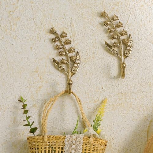 SOFFEE DESIGN 2PCS Golden Bellflower Hooks, Spring Blossom Robe Holders - Image 3