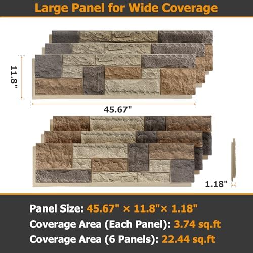 ROOMTEC 6-Pack Faux Stone Wall Covering Panels - Image 2