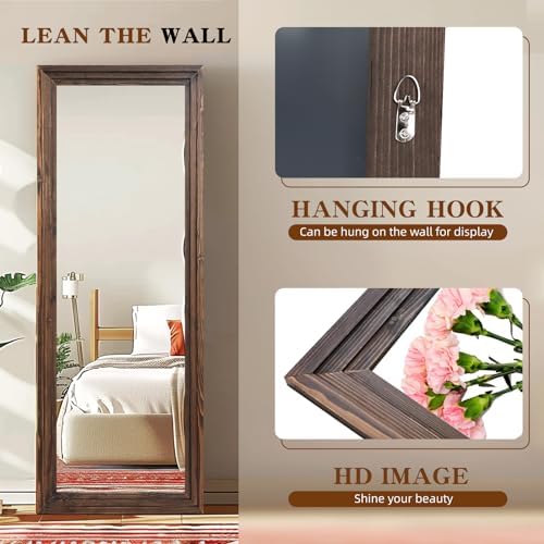 65x24in Full Length Mirror, 3-Tier Stepped Solid Wood Frame - Image 3