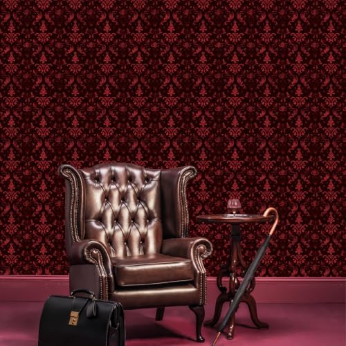 FLFK Gothic Wallpaper Peel and Stick Vintage Red Contact Paper 16" x 384" - Image 6