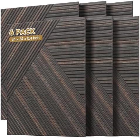 Acoustic Panels, 6 Pack 23.6" x 23.6", Sound Panels, Rustic Walnut by AUTORIFIC
