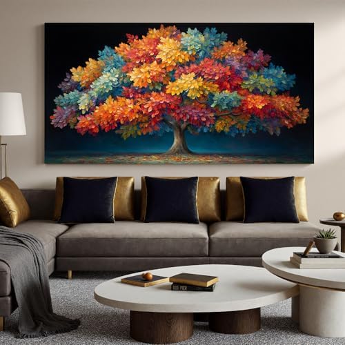 YISXINOAG Colorful Tree of Life Wall Art Modern Landscape Painting 29"X58" - Image 6