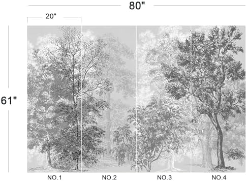 Vintage Monochrome Tree Forest Sketch Wallpaper - Image 5