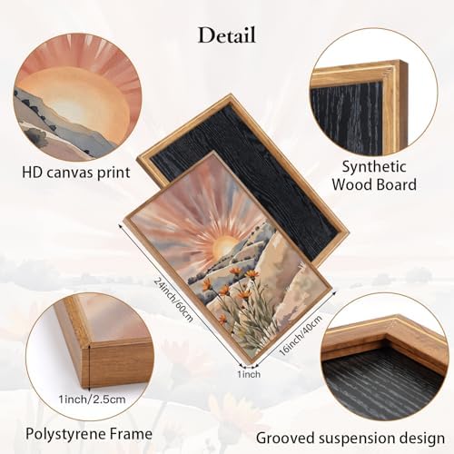 CHDITB Boho Sun Canvas Wall Art Set, Sunrise and Sunset Mountain Wall Decor - Image 6