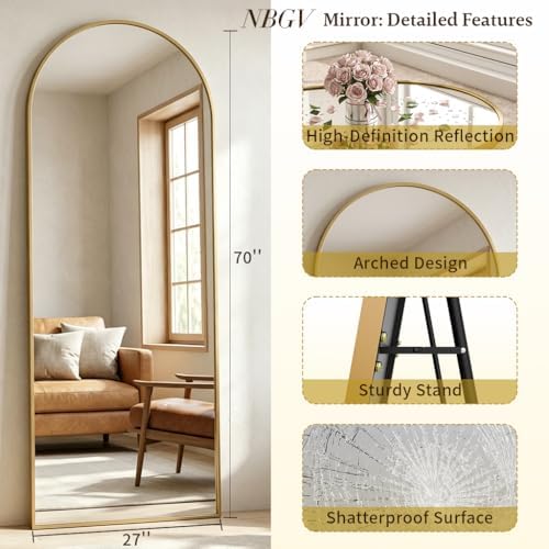 70"x27" Floor Mirror Full Length, Arched Full Length Mirror - Image 6