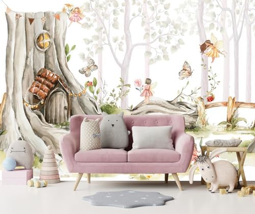 Nursery Forest Peel and Stick Wallpaper Tree Landscape Wall Mural - Image 3