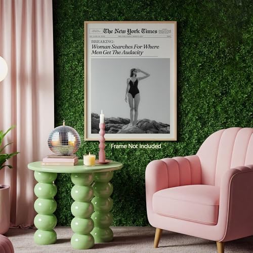 Trendy NewsPaper Wall Art 24x36in Unframed Woman Searches - Image 4