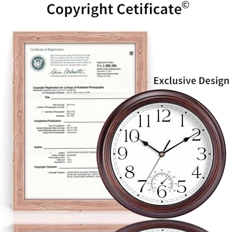 KECYET 12" Wall Clock with Thermometers Vintage Silent Battery Operated - Image 6