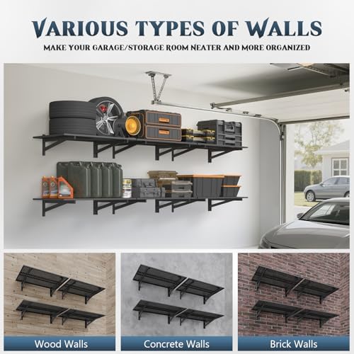 Jusgym 4 Pack Garage Shelving Wall Mounted, 1400LBS Integrated Grid - Image 5
