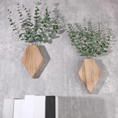 Chunful 2 Pcs Wooden Wall Planter Decor, Wooden Color, 7.1 x 4.7 x 1.2 Inches - Image 4