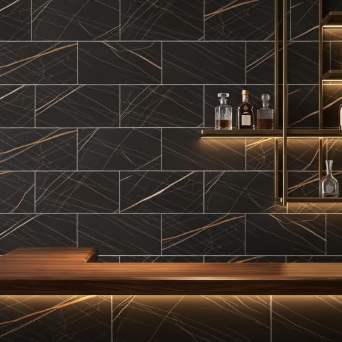 20-Piece Dark Emperador Marble Peel and Stick Backsplash Wall Tiles, Laundry - Image 2