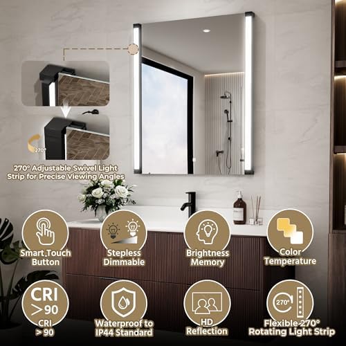 30" Wx36 H LED Mirror for Bathroom Vanity Mirror, 270° Rotatable LED Arms for - Image 2