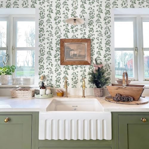 Ismoon Green Wallpaper Peel and Stick Vintage Wallpaper 17.3in x 32.8ft Green - Image 4