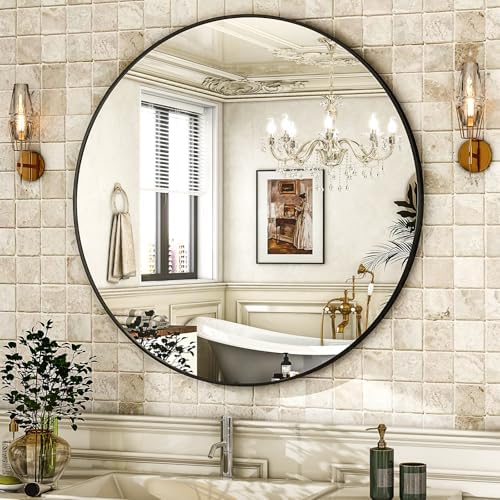 HARRITPURE 24 Inch Round Mirror Black Circle Bathroom Mirror - Image 2