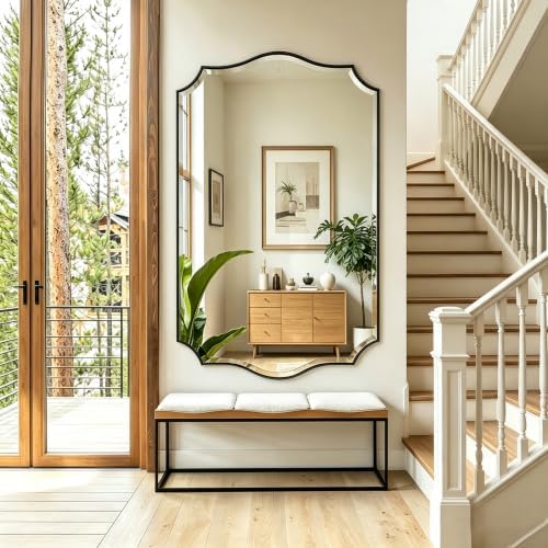 POZINO 48"x30" Premium Scalloped Beveled Bathroom Mirror - Image 6