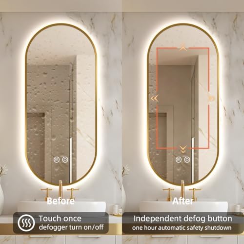 24" W x 40" H Gold Oval LED Bathroom Mirror - Image 7