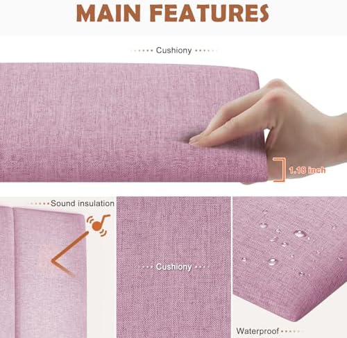 IFNOW Wall Mounted Headboard, Peel and Stick Panels, Light Pink - Image 2