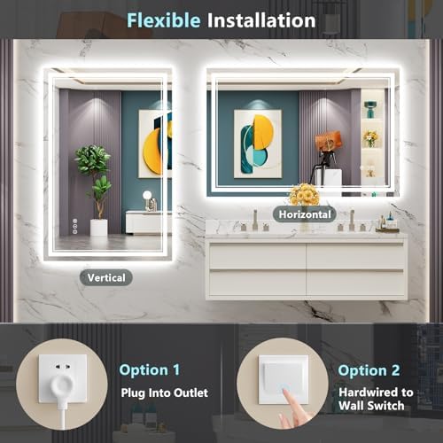 48x40 LED Bathroom Mirror, Backlit & Front Lit Lighted Mirror - Image 6