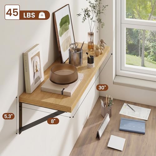 Venusmiles Deep Wall Shelves 30" W x 8" D Engineered Wood Floating Shelves - Image 3