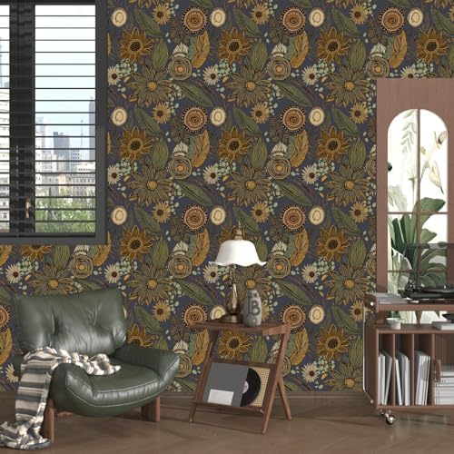 Laatse Boho Wallpaper Peel and Stick 17.5"x393", Haze Blue Contact Paper - Image 2