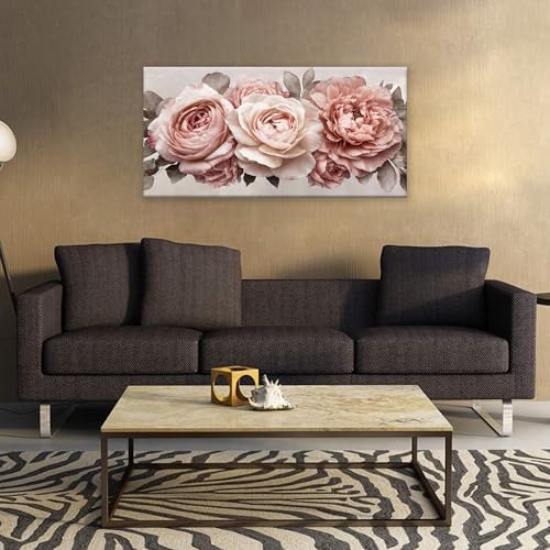 TAIJXAGSG Canvas Art Wall Decor Pink Flowers Print Paintings Flower White Wall - Image 6