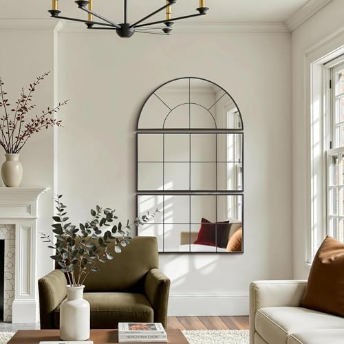 Besdomus Oversized Black Arched Mirror：40"x60" Large Classic Window Mirror - Image 5