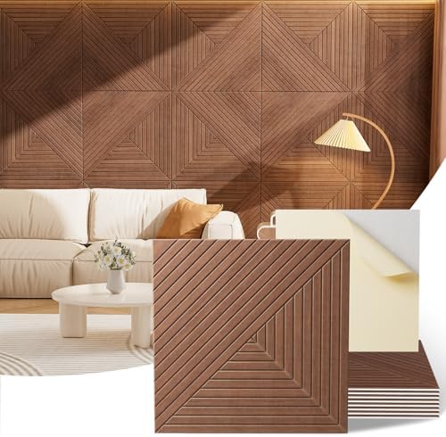 Acoustic Wall Panels, 8 Piece 23.62" X 23.62" Peel and Stick Wall Panels by Vellorise