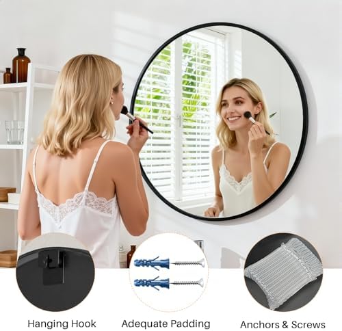 Bathroom Mirror for Wall, 24 Inch Round Mirrors - Image 6