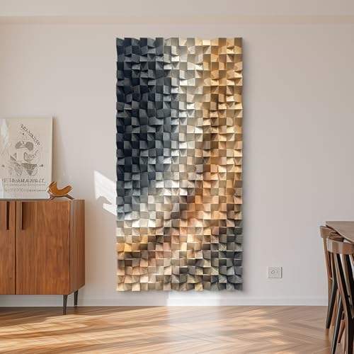 LIUZEYUE Colorful Wood Block Wall Art, Mirrored Color-Flow Mosaic by Unknown