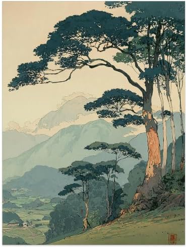 Vintage Japanese Forest Canvas Wall Art Tranquil Mountain Landscape Posters by Unknown