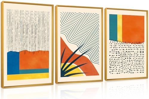 CHDITB Large Framed Boho Canvas Wall Art Set, Mid Century Modern Wall Decor by CHDITB