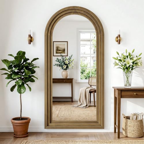 30"x71" Full Length Mirror Solid Wood Frame, Arched Floor Mirror Full Length - Image 5