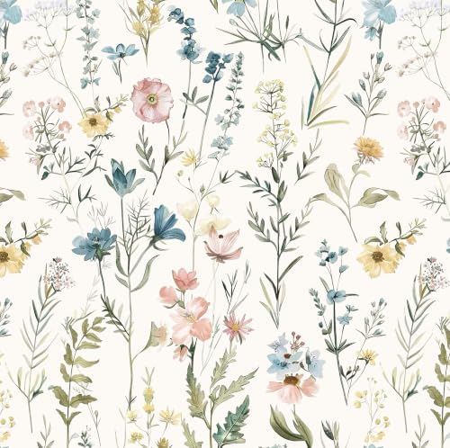 Dimoon Boho Peel and Stick Wallpaper Beige Floral Contact Paper 17.3x394in by DIYYOURMOON