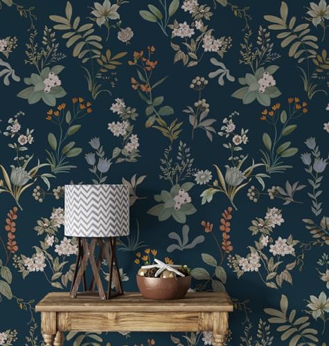 Wallpaper Peel and Stick Dark Floral Wallpaper Vintage Wall Paper by Nekokoya