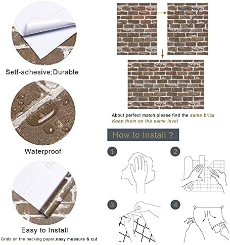 Timeet 3D Vintage Brown Brick Wallpaper 17.7"×393.7" Brick Peel and Stick - Image 5