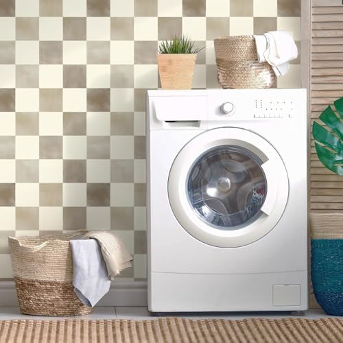 Ismoon Checkered Wallpaper Peel and Stick Neutral Mosaic Checkered Contact - Image 4