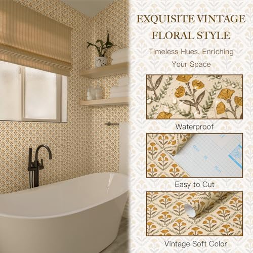 Dimoon 17.3''x78.7'' Peel and Stick Wallpaper Floral Cute Contact Paper Vintage - Image 4