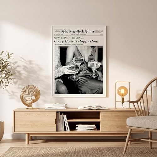 Retro Black and White Newspaper Wall Art 24x36inch White Framed Every Hour Is - Image 7