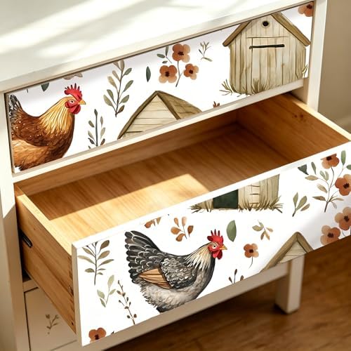BOKEBEVE Farmhouse Wallpaper Peel and Stick Chicken Cottage 17.5 x 118In - Image 2