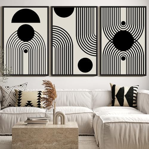 Drsoum Large 24x36in Black and White Abstract Framed Wall Art Decor Duotone by Drsoum