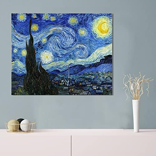 1 KINGO Van Gogh Canvas Wall Art Starry Night Landscape Painting 12" x 15" - Image 6