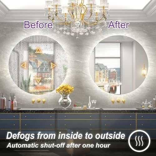 36 Inch Frameless Round LED Bathroom Mirror - Image 5