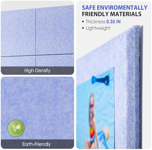MaxGear Felt Bulletin Board 48" x 36", Light Blue Felt Wall Tile Wall Decor - Image 2