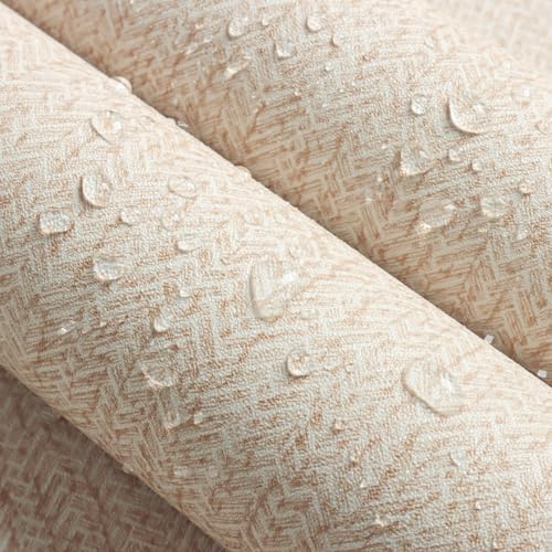 Grasscloth Peel and Stick Wallpaper Beige Contact Paper 16in x 590in - Image 5