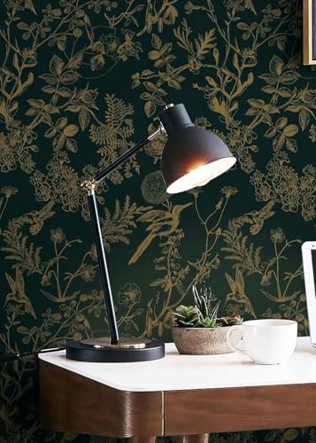 Safiyya 78.7" ×17.3'' Floral Peel and Stick Wallpaper Blackish Dark Green and - Image 5