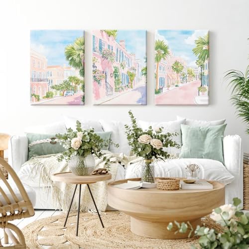 Charleston South Carolina Wall Art Preppy Watercolor Posters Pastel Coquette - Image 6
