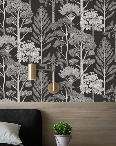 Forest Peel and Stick Wallpaper Boho Tree Black 17.3inW 78.7inL by VisitTheLativo