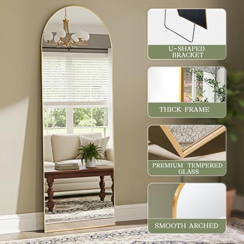 MISSDAY Arched Full Length Mirror, Floor Mirror Long Free Standing, Leaning or - Image 2