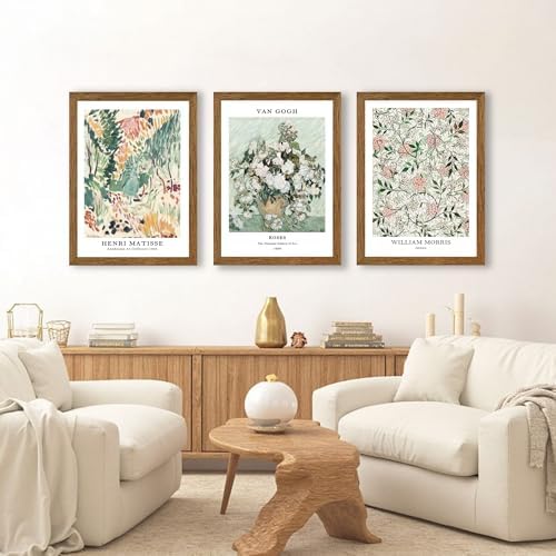 Matisse Van Gogh Morris Wall Art Set Of 3 Neutral Flower Canvas Print - Image 3
